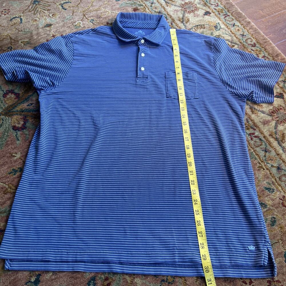 Peter Millar Crown Sport Navy/Lt Blue Stripe Performance Polo Preppy Golfcore XL - Picture 9 of 10
